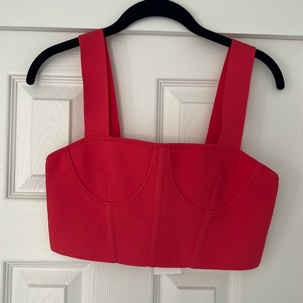 Herve Leger Red Crop Top